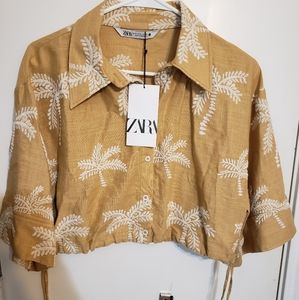 Zara size M tan palm tree crop top